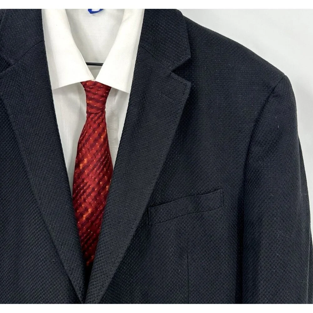 JOSEPH ABBOUD jacket blazer sport coat black LARGE linen cotton business casual